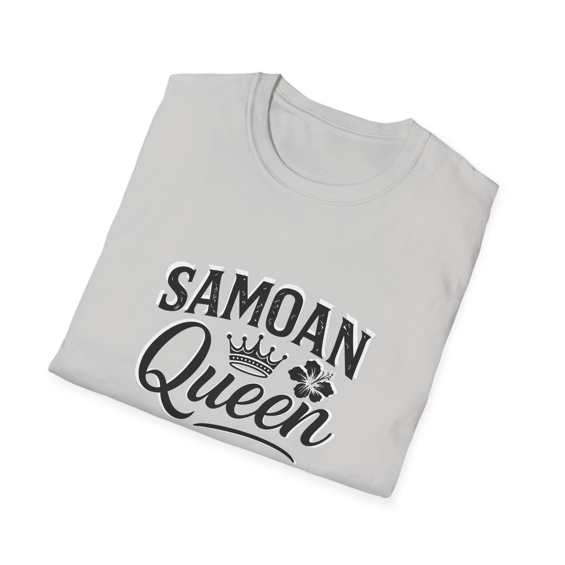 Charcoal soft unisex tee by The Print Bar featuring a Samoan Queen AU/NZ design, suitable for both men and women.