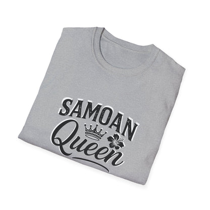 Soft unisex charcoal tee featuring Samoan Queen AU/NZ design from The Print Bar, casual wear for men and women.