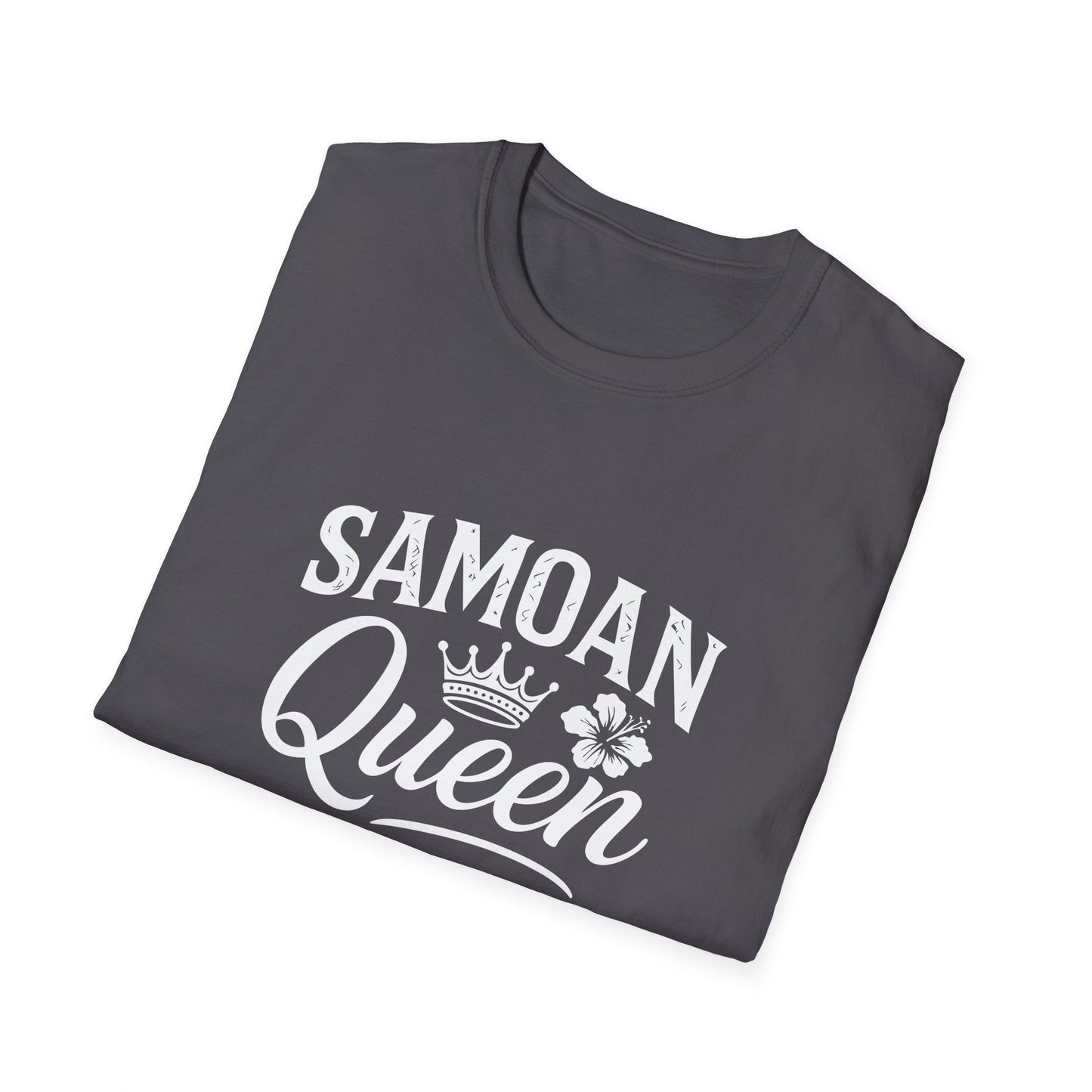 Charcoal soft unisex tee by The Print Bar featuring a Samoan Queen AU/NZ design, comfortable casual wear for all genders.