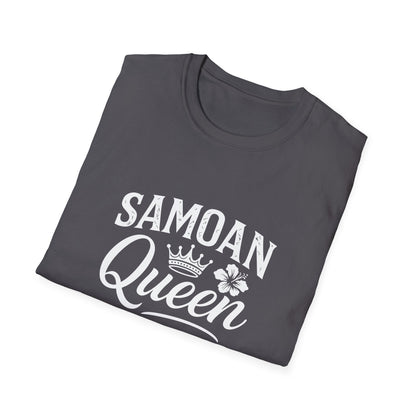 Charcoal soft unisex tee by The Print Bar featuring a Samoan Queen AU/NZ design, comfortable casual wear for all genders.