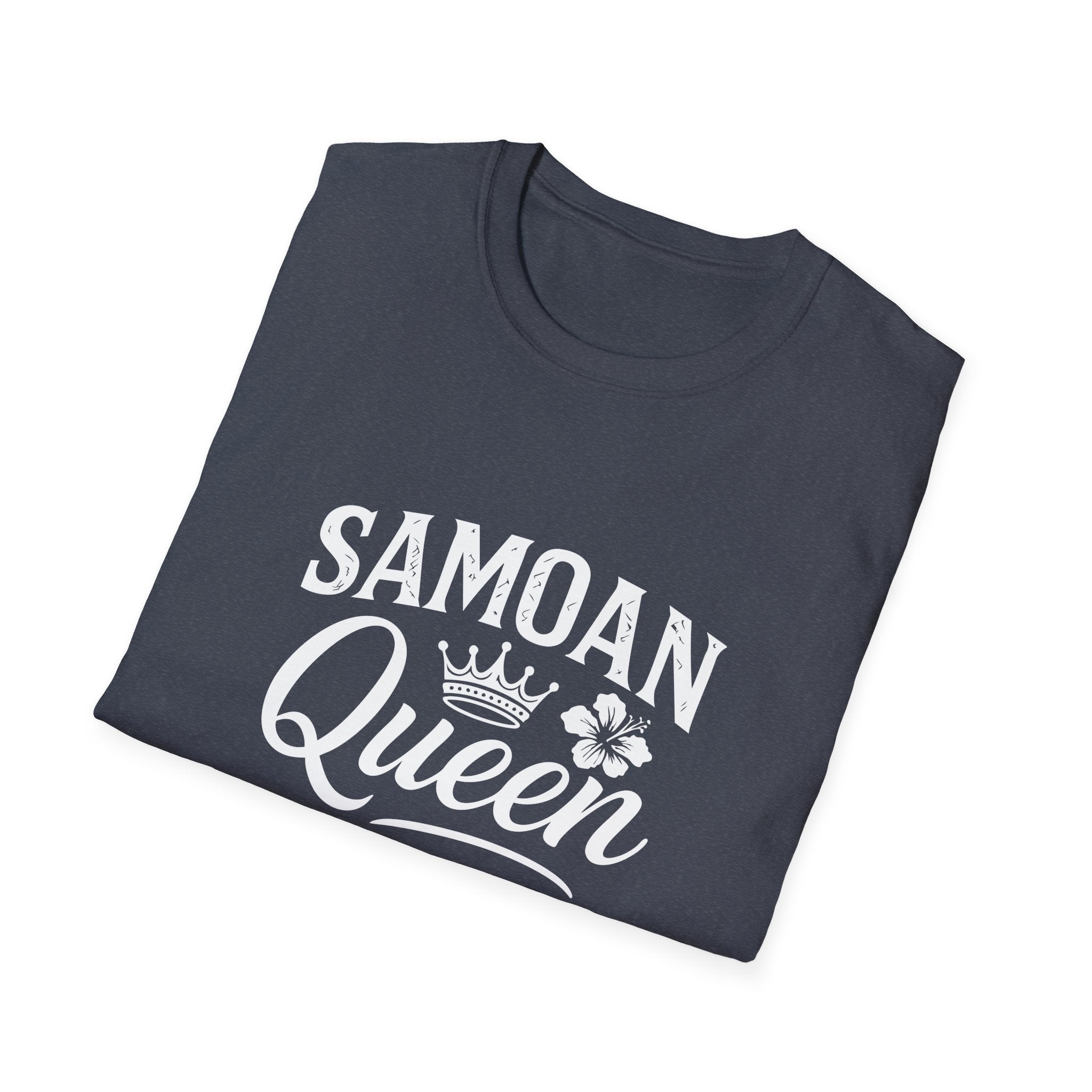 Charcoal unisex soft tee by The Print Bar featuring a Samoan Queen AU/NZ design, casual and comfortable clothing for men and women.
