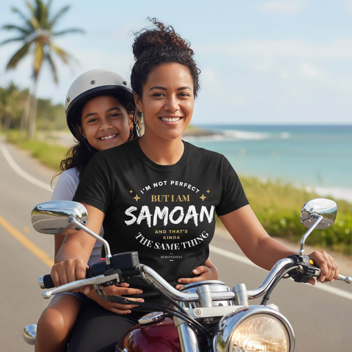 Dark chocolate unisex soft tee from The Print Bar featuring personalized "Not Perfect But Samoan" design, casual style.
