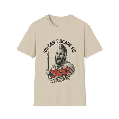 Light blue unisex soft T-shirt from The Print Bar featuring the 300 Cousins design, suitable for AU and NZ sizes.