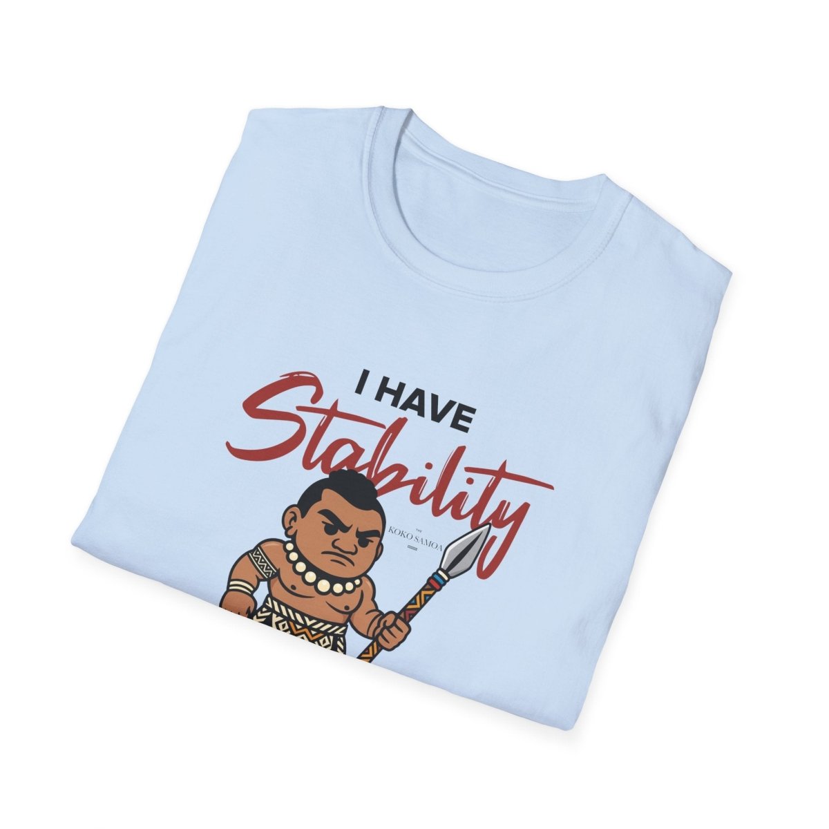 Light blue unisex Soft Tee by The Print Bar featuring personalized Stability design, perfect for casual wear in AU/NZ.