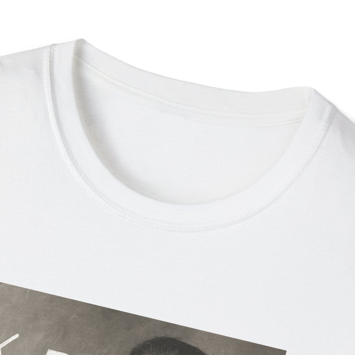 White unisex soft tee by The Print Bar featuring K=FC² logo, casual style, made for comfortable everyday wear.