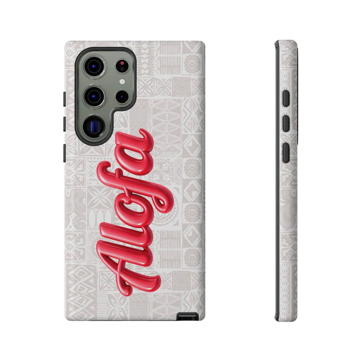 Tough Phone Case Alofa with Koko Samoa design, durable protection for AU, NZ, and US models, featuring vibrant Polynesian artwork.