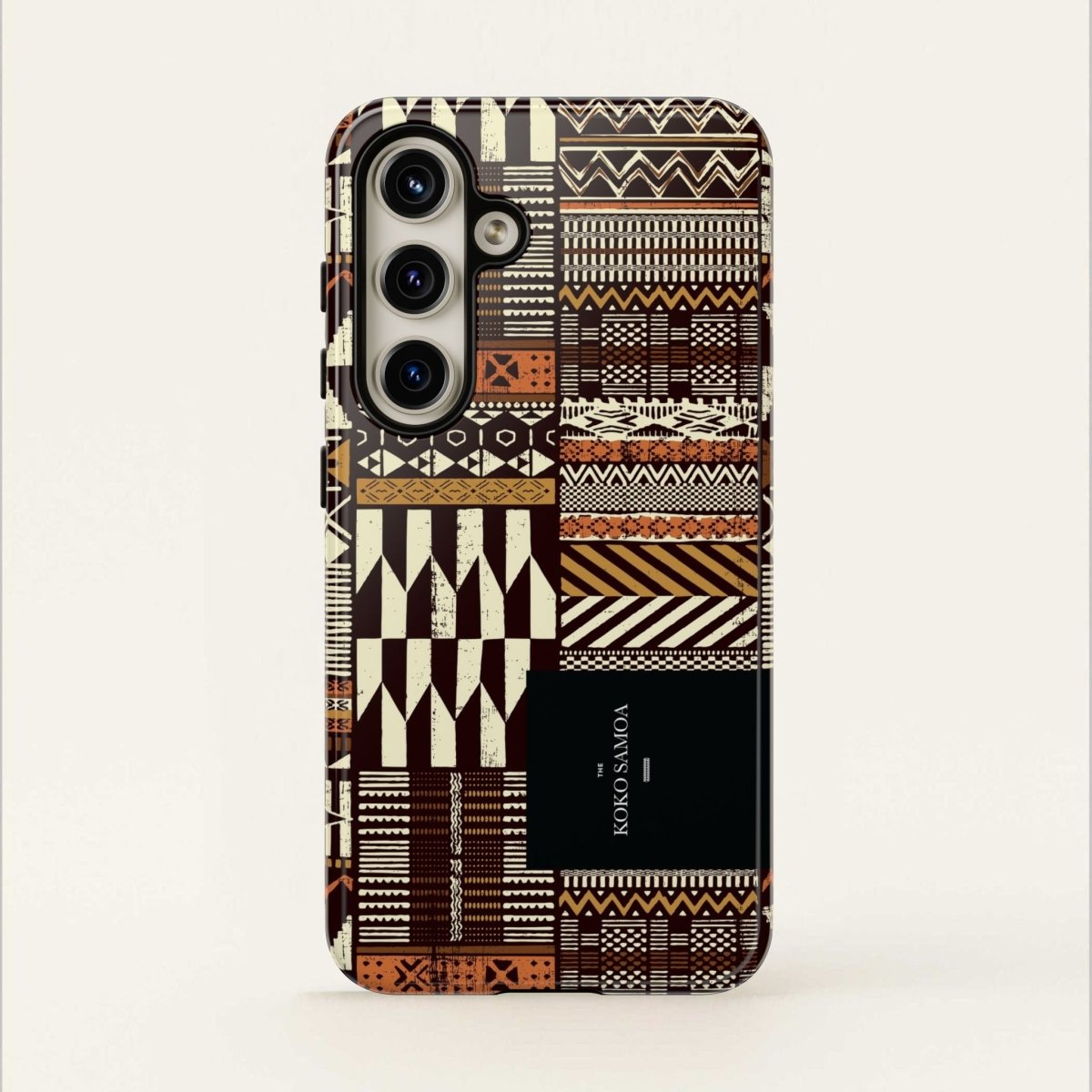 Glossy tough phone case for iPhone 17 with Apia Mosaic design, featuring vibrant mosaic patterns.