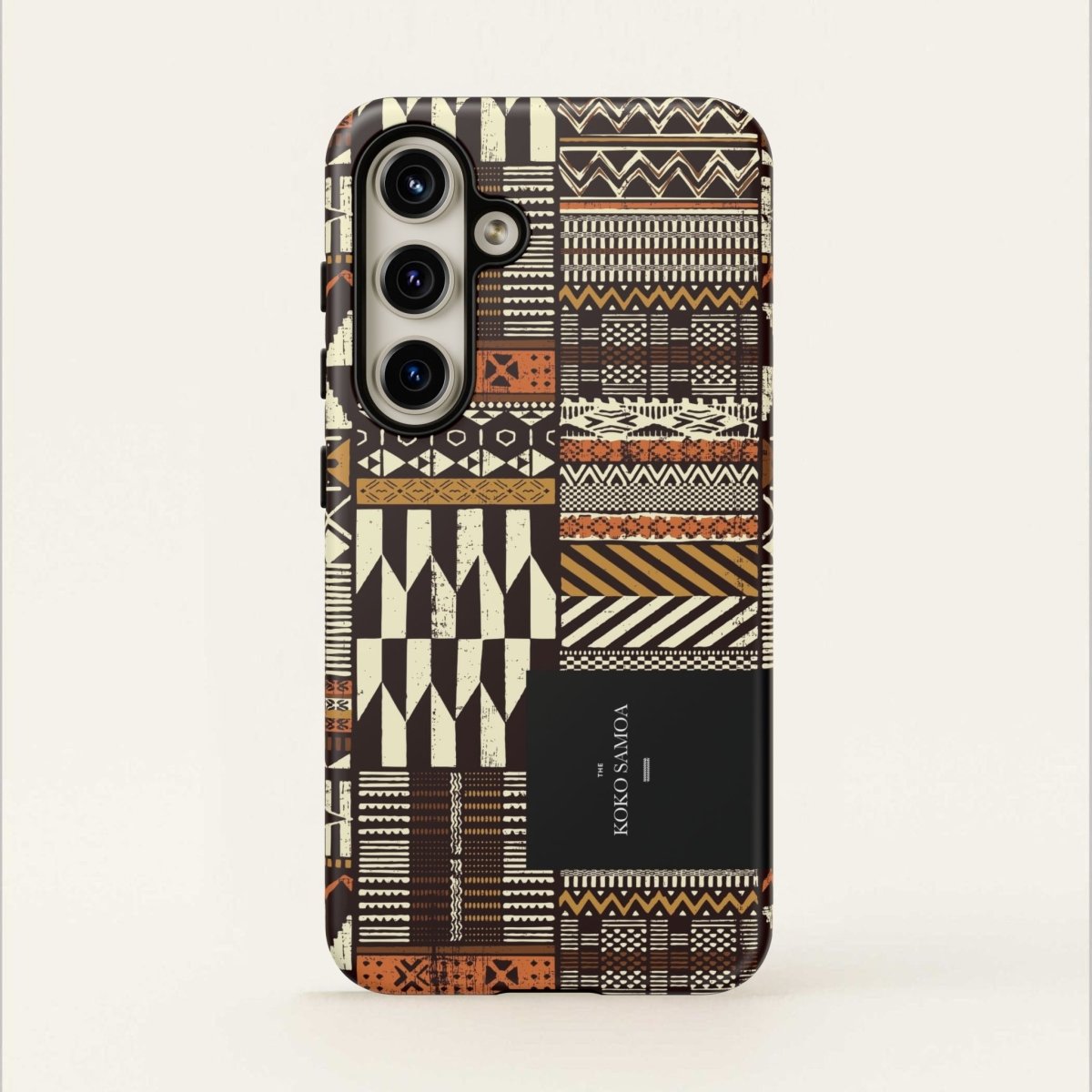 Glossy Tough Phone Case for iPhone 17 with Apia Mosaic design, showing vibrant mosaic pattern on a durable case.