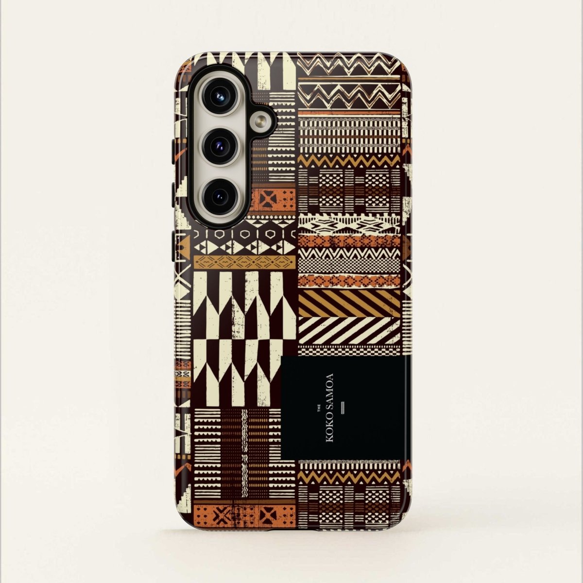 Glossy tough phone case for iPhone 17 with Apia Mosaic design, featuring a colorful mosaic pattern.