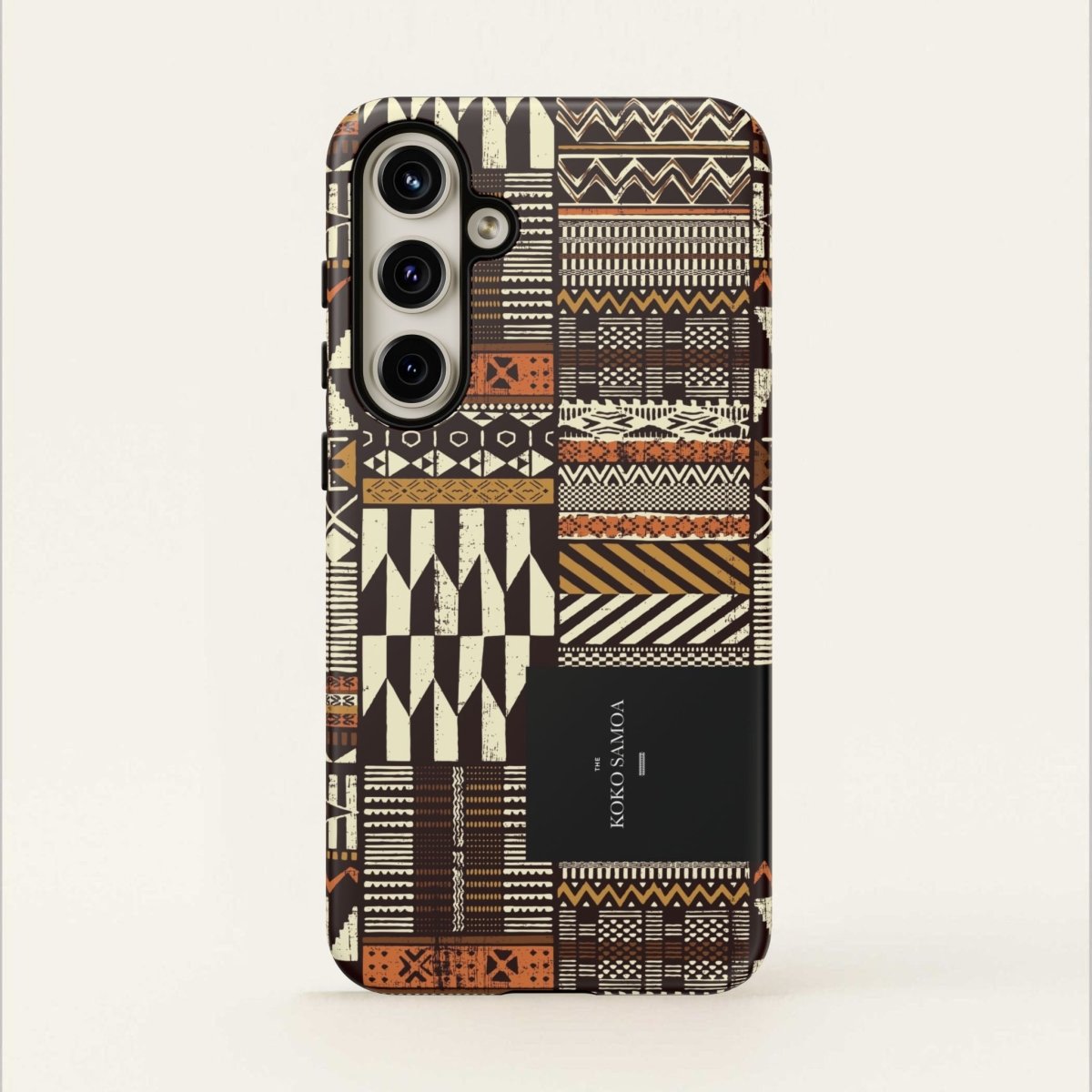 Glossy tough phone case for iPhone 17 with Apia Mosaic design, featuring vibrant mosaic patterns.