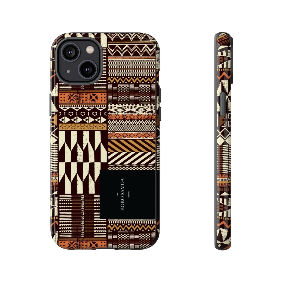 Glossy tough phone case for iPhone 17 with Apia Mosaic design, compatible with AU, NZ, and USA regions.
