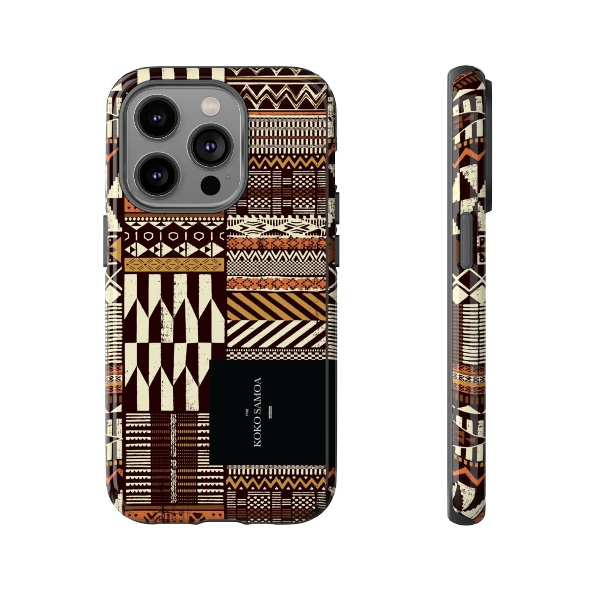 Glossy Tough Phone Case featuring Apia Mosaic design for iPhone 17, compatible with AU, NZ, and USA models.