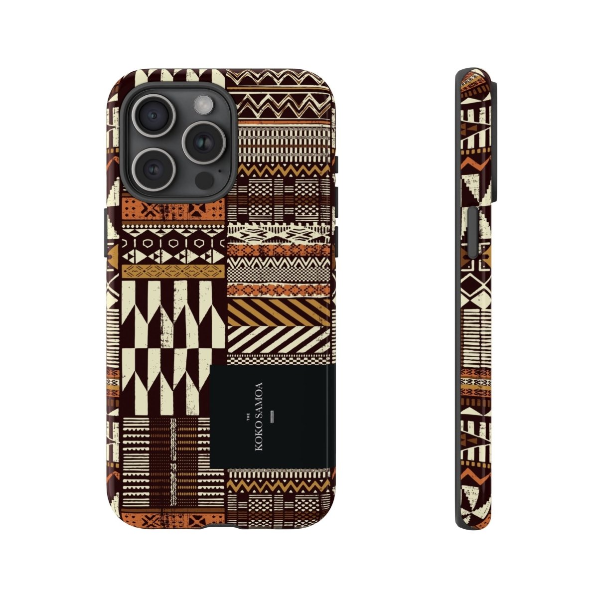 Glossy tough phone case for iPhone 17 with Apia Mosaic design, featuring vibrant mosaic patterns.