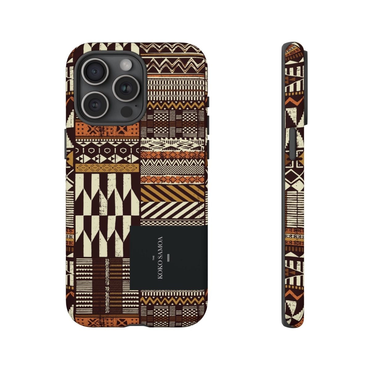 Glossy tough phone case for iPhone 17 with Apia Mosaic design, featuring a durable protective cover.