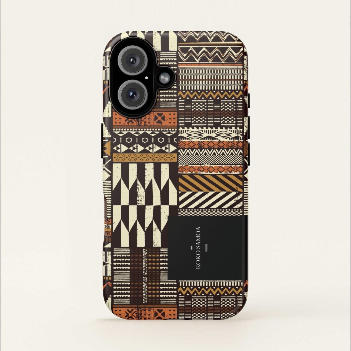 Glossy Tough Phone Case for iPhone 17 with Apia Mosaic design, showing vibrant mosaic pattern on a durable case.