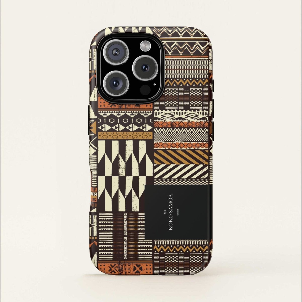 Glossy tough phone case for iPhone 17 with Apia Mosaic design, featuring vibrant mosaic artwork.