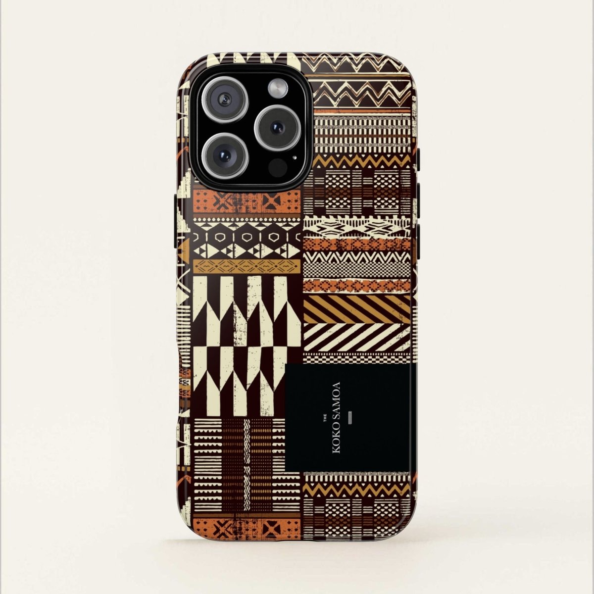 Glossy tough phone case for iPhone 17 featuring Apia Mosaic design, durable protective cover for AU, NZ, and USA.