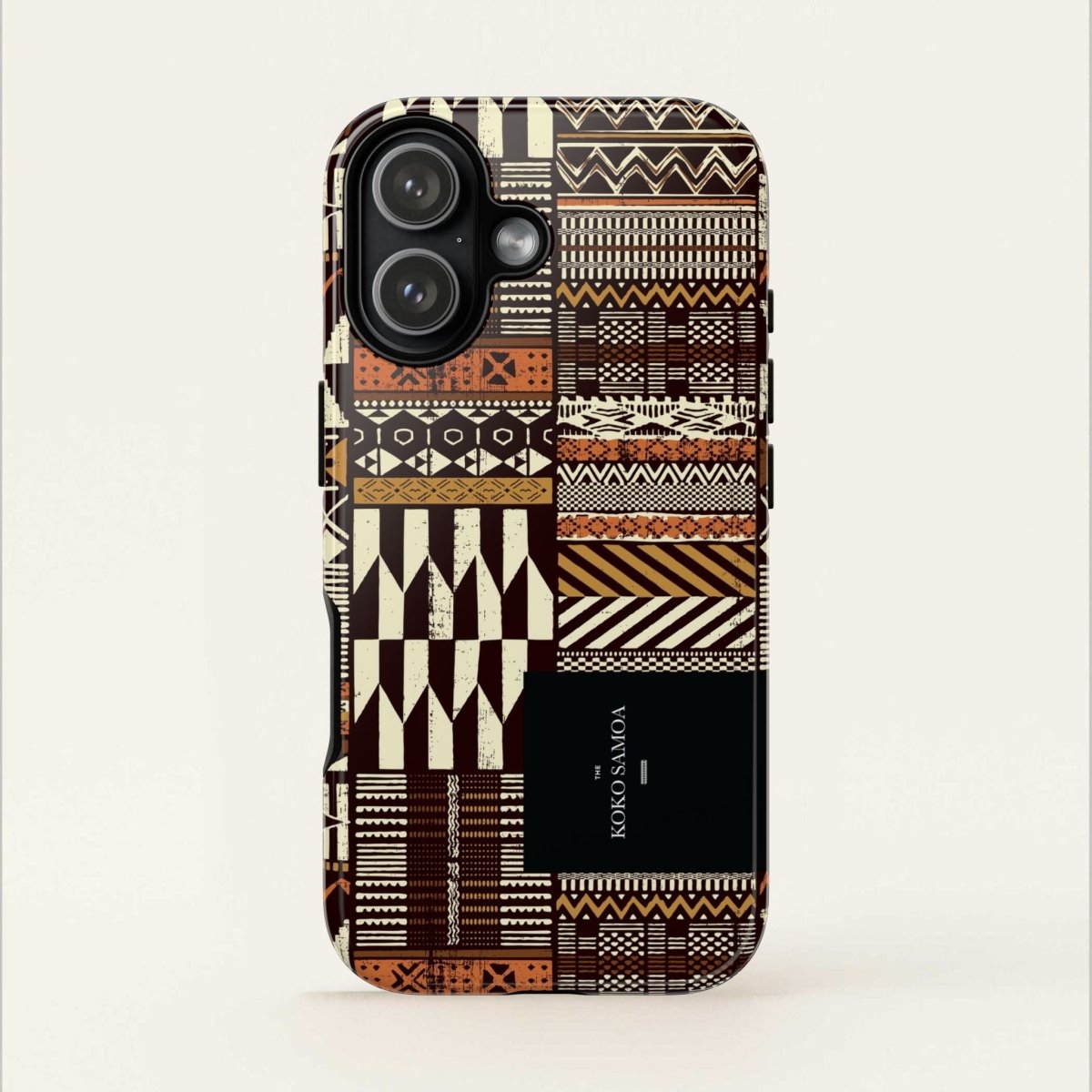 Glossy tough phone case for iPhone 17 with Apia Mosaic design, offering durable protection for AU, NZ, and USA models.