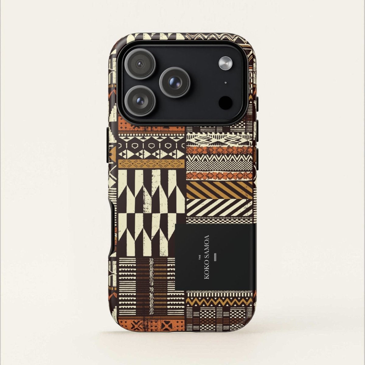 Glossy tough phone case for iPhone 17 with Apia Mosaic design, suitable for AU, NZ, and USA.