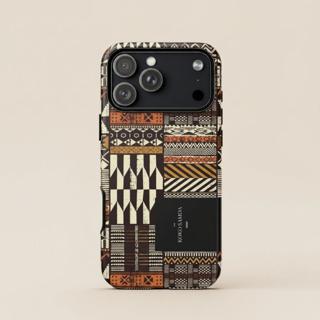 Glossy tough phone case for iPhone 17 with Apia Mosaic design, featuring durable protection and vibrant mosaic pattern.