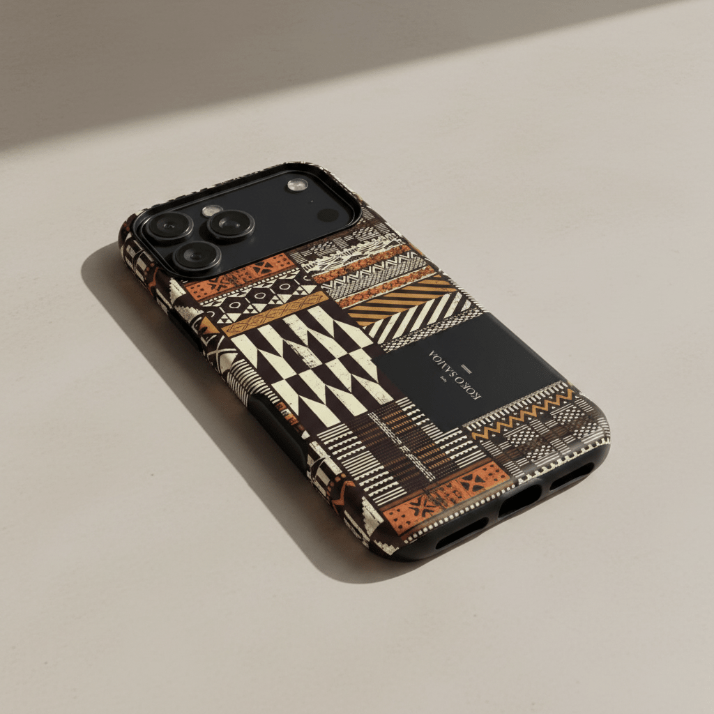 Tough Phone Case with Apia Mosaic design, durable protective cover for smartphones featuring vibrant Samoan artwork.