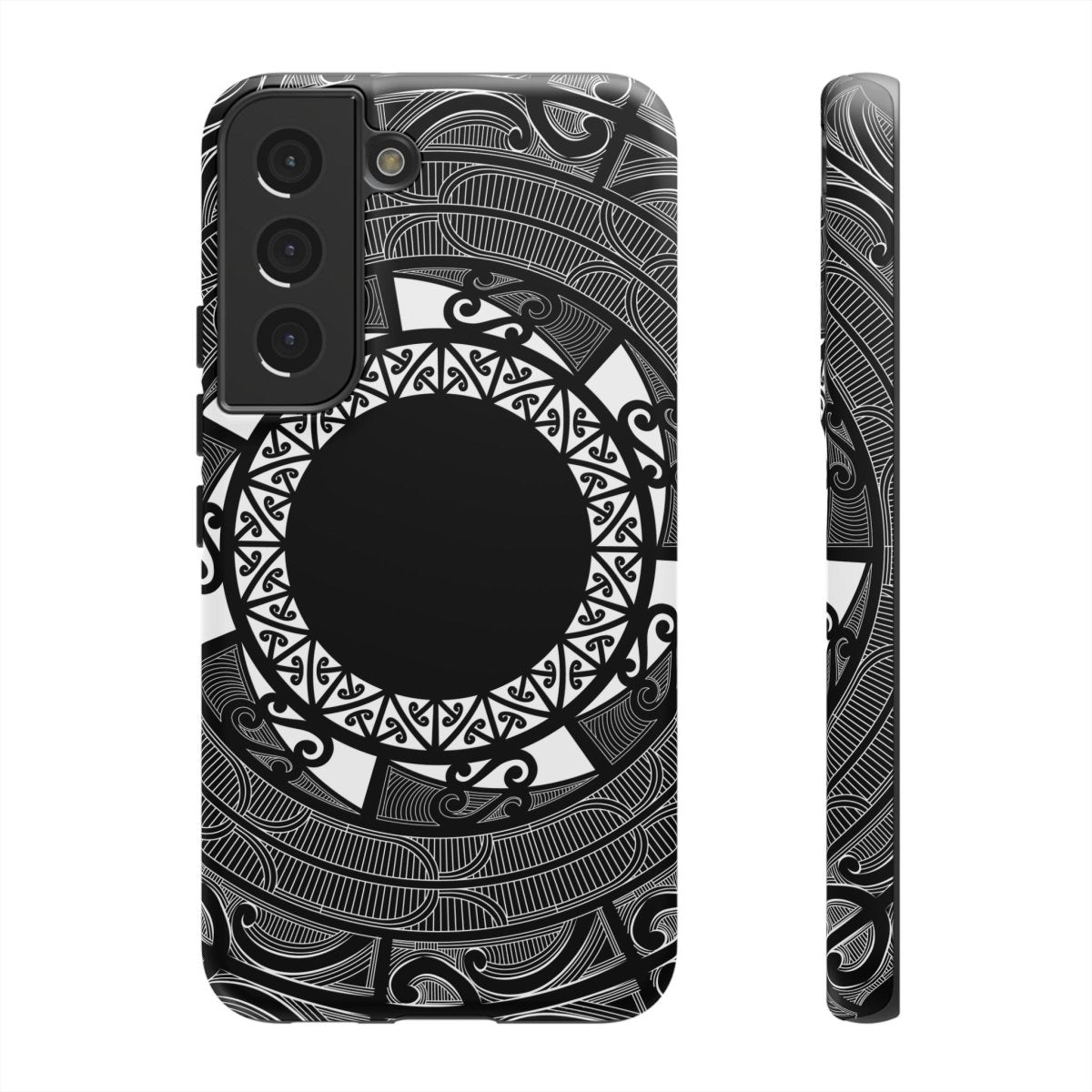 Māori tough phone case featuring traditional Polynesian patterns, designed for durability and protection.