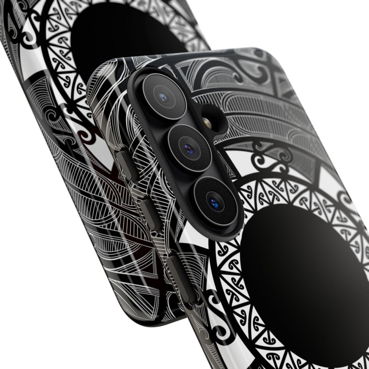 Maori tough phone case featuring traditional Māori design, suitable for AU, NZ, and US smartphones.