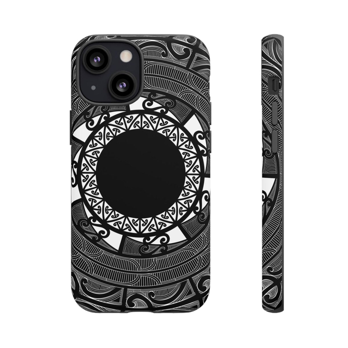Māori tough phone case featuring traditional Koko Samoa design for durable protection on smartphones.