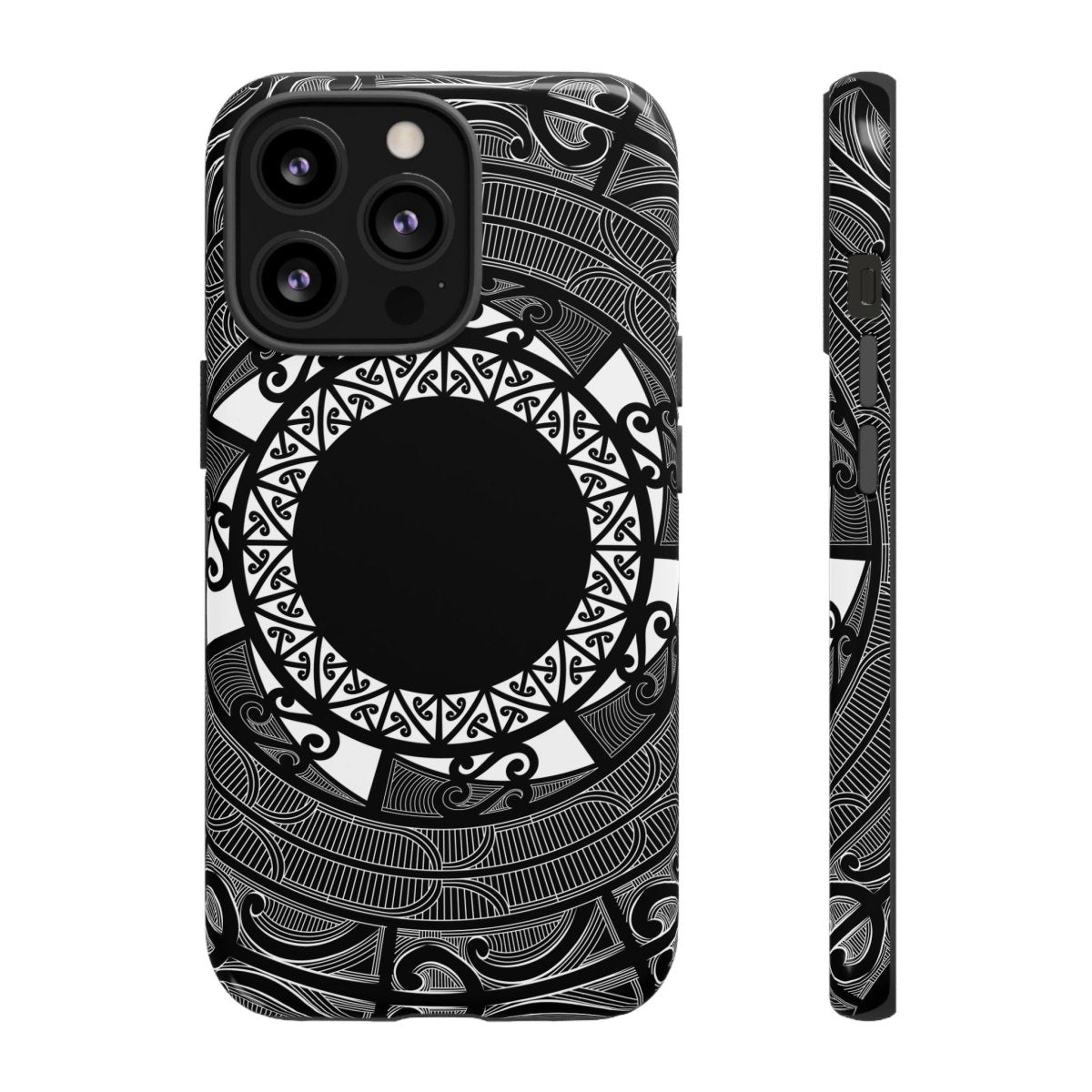 Māori tough phone case featuring traditional Samoan Koko design, durable protective cover for smartphones.