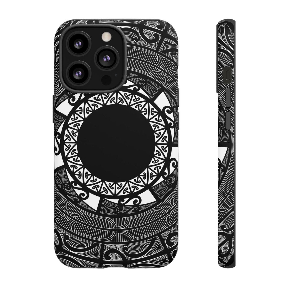 Māori tough phone case for AU, NZ, and USA, featuring traditional Māori design on durable protective cover.