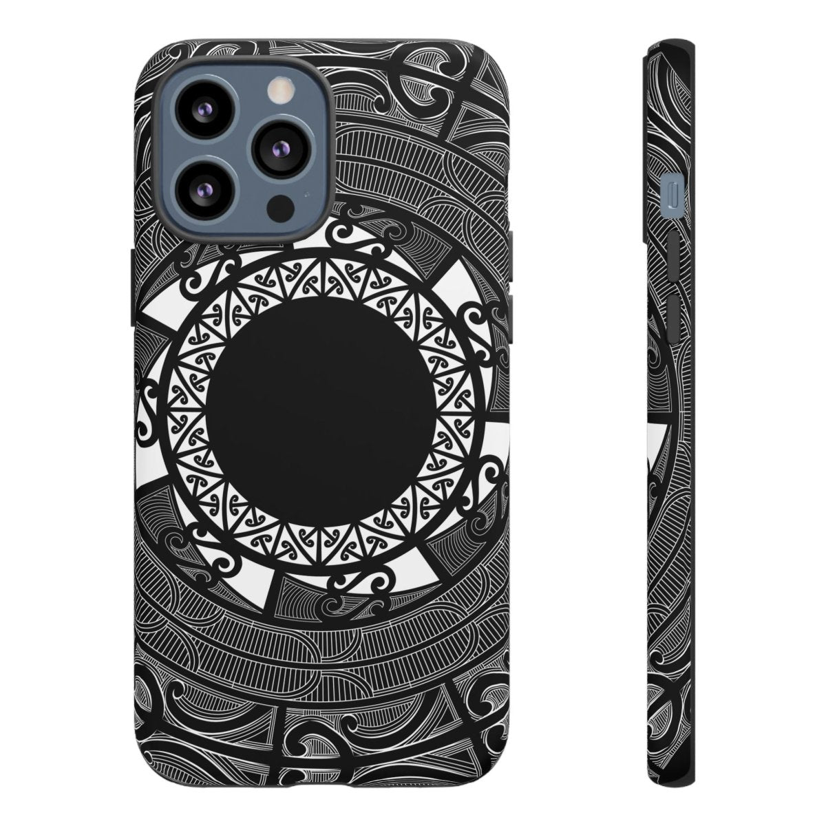 Māori tough phone case for AU/NZ/USA features traditional Koko Samoa design on durable protective cover.