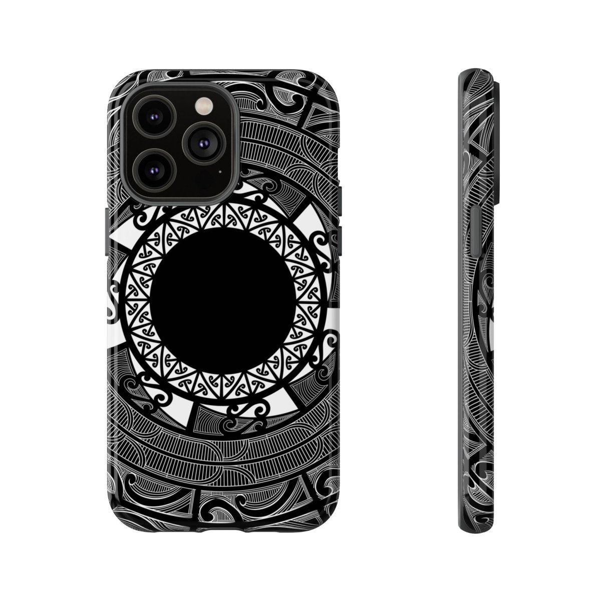 Māori tough phone case featuring traditional Koko Samoa design, compatible with AU, NZ, and USA smartphones.