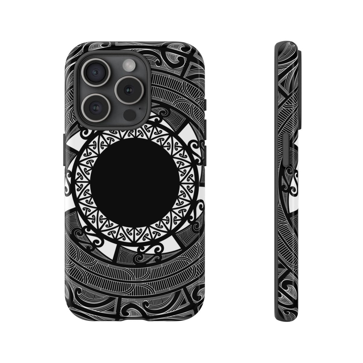 Tough Māori phone case featuring traditional Māori and Samoan designs, protective durable phone cover for AU/NZ/USA.