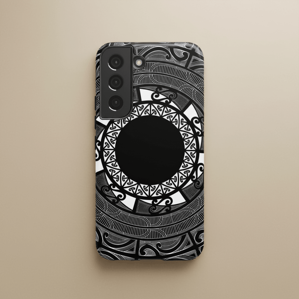 Tough Phone Case with Māori Koko Samoa design, durable protective cover for smartphones in AU, NZ, and USA.