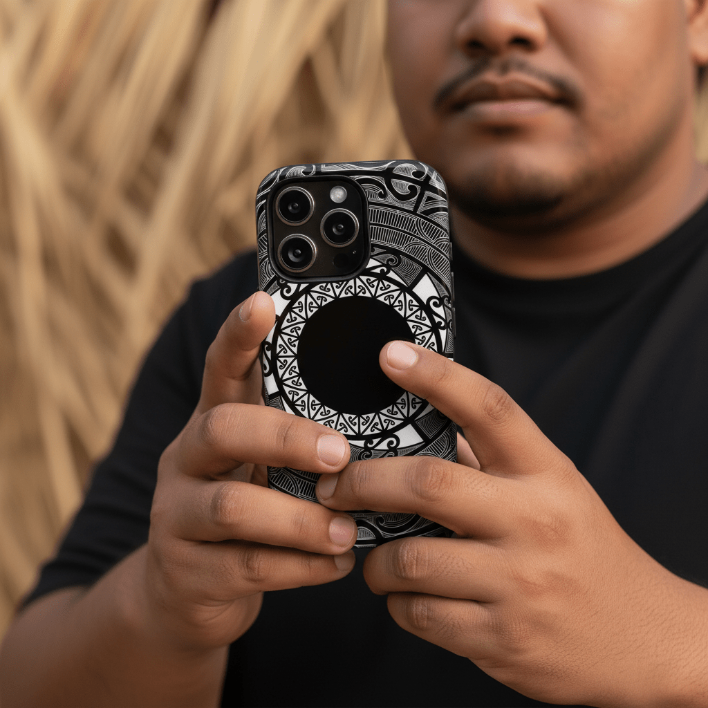 Tough Phone Case featuring Māori and Samoan Koko designs, durable protective case for smartphones.