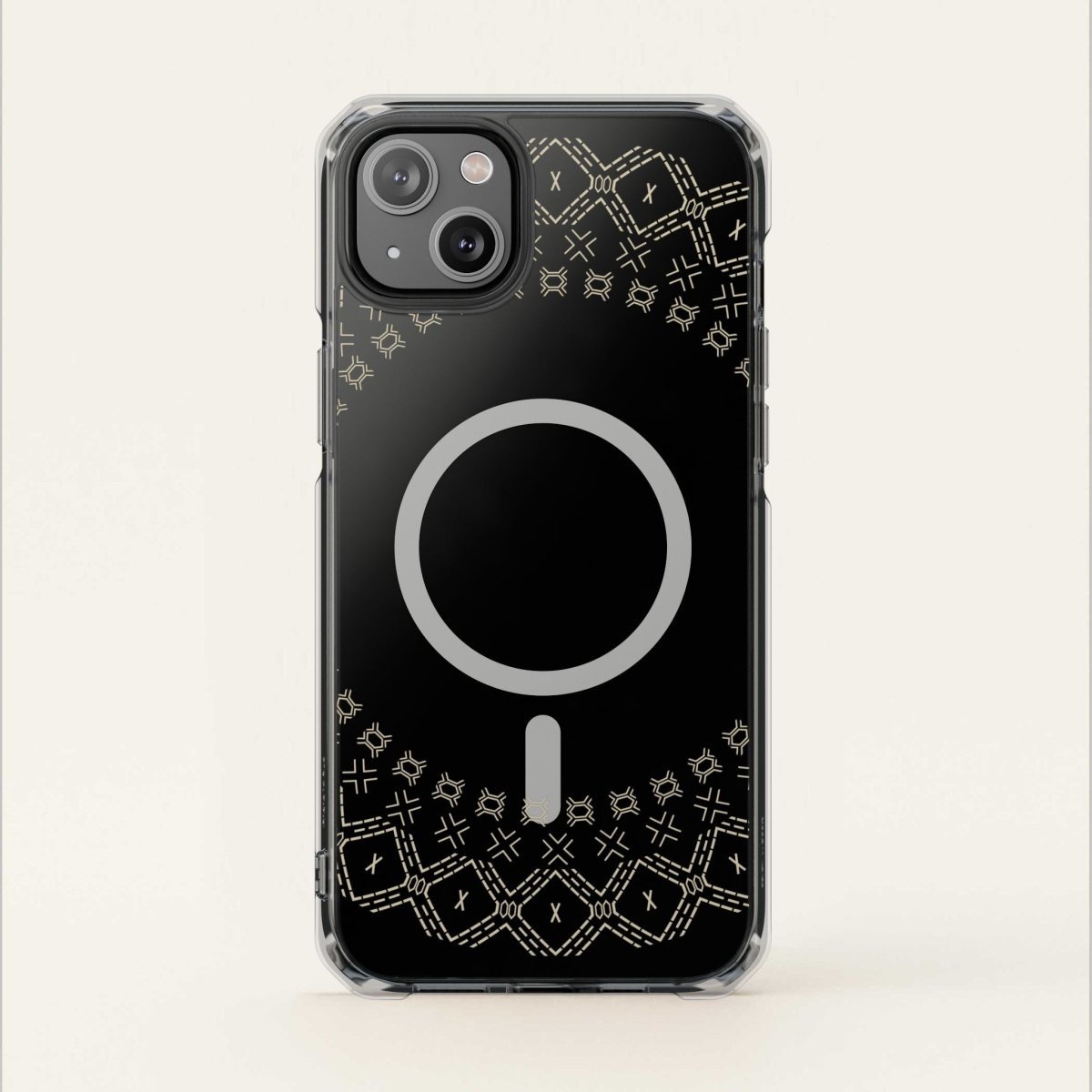 MagSafe clear case for iPhone 16 featuring Samoan Malu design, transparent protective Magsafe case.