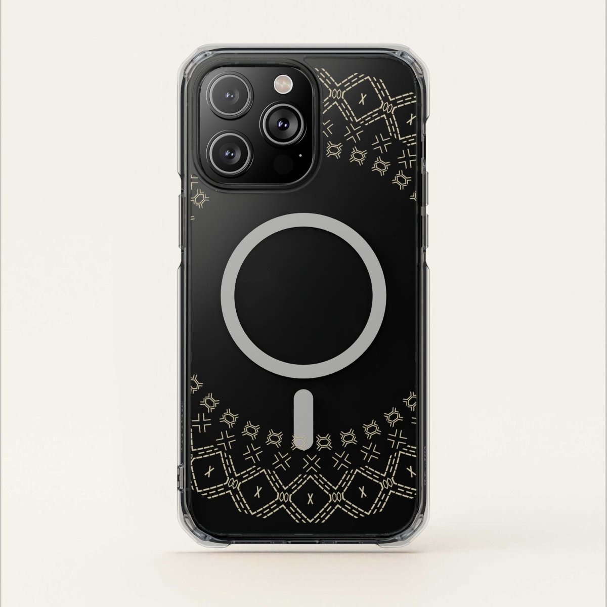 MagSafe clear case for iPhone 16 with Samoan Malu design, transparent protective iPhone Magsafe case.