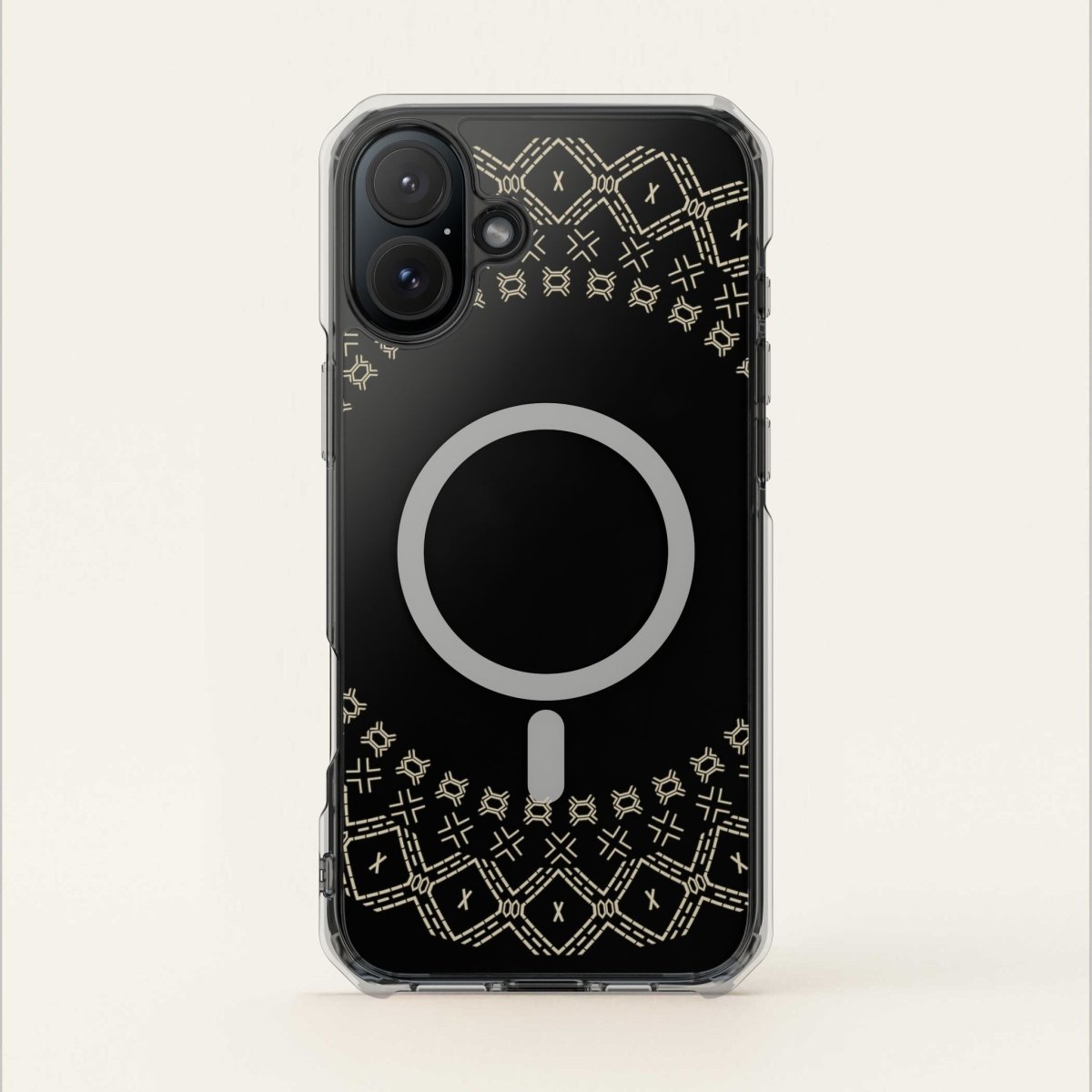 MagSafe clear case for iPhone 16, featuring Samoan Malu design, transparent protective Magsafe case.