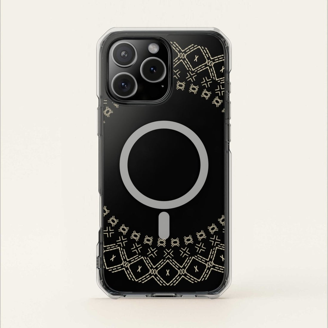 MagSafe clear case for iPhone 16 featuring Samoan Malu design, transparent protective cover for MagSafe compatibility
