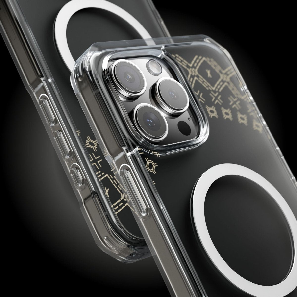 MagSafe iPhone clear case with Samoan Malu design, compatible with iPhone 16, AU/NZ/USA versions.