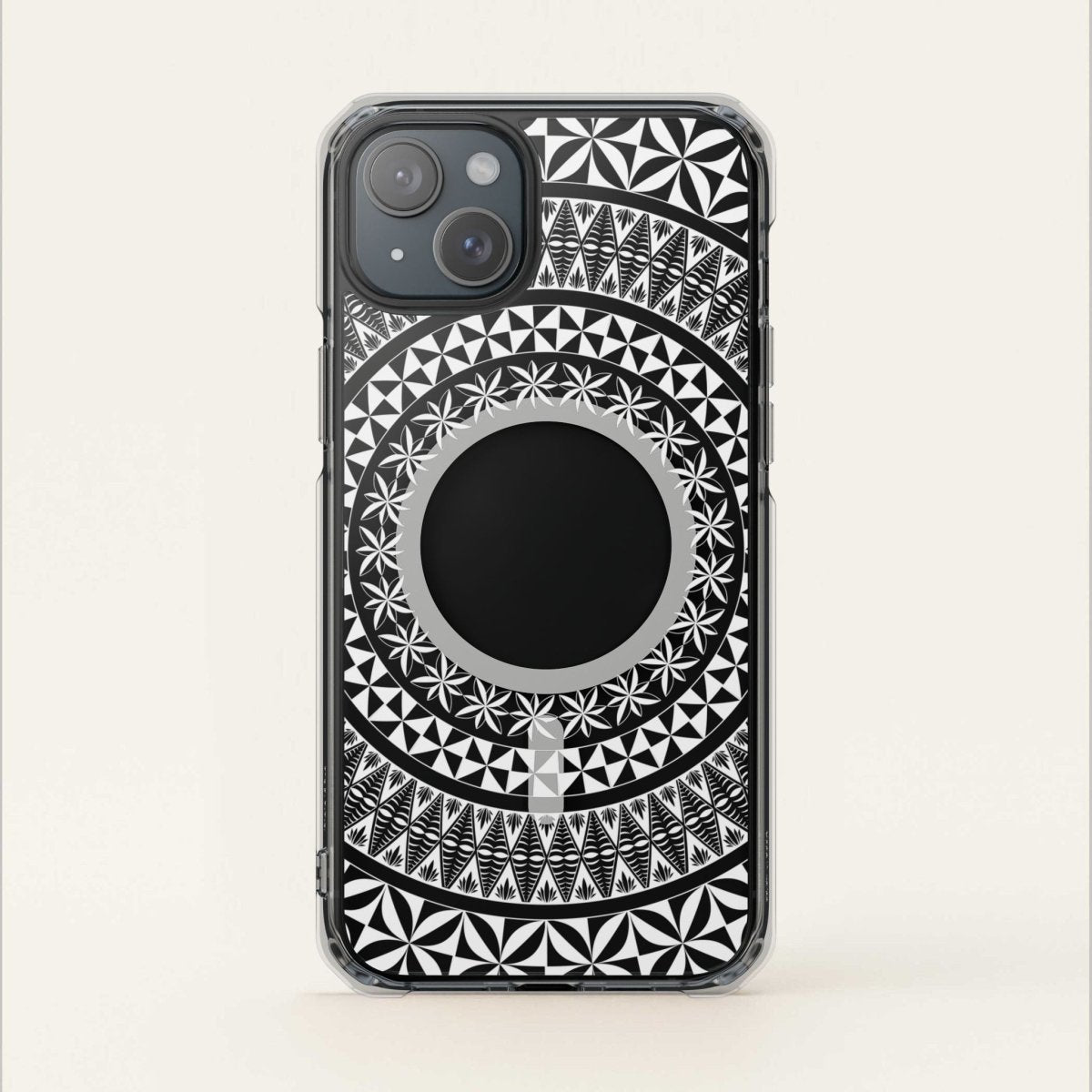 MagSafe clear case for iPhone 16, featuring Tongan design and transparent protective cover.