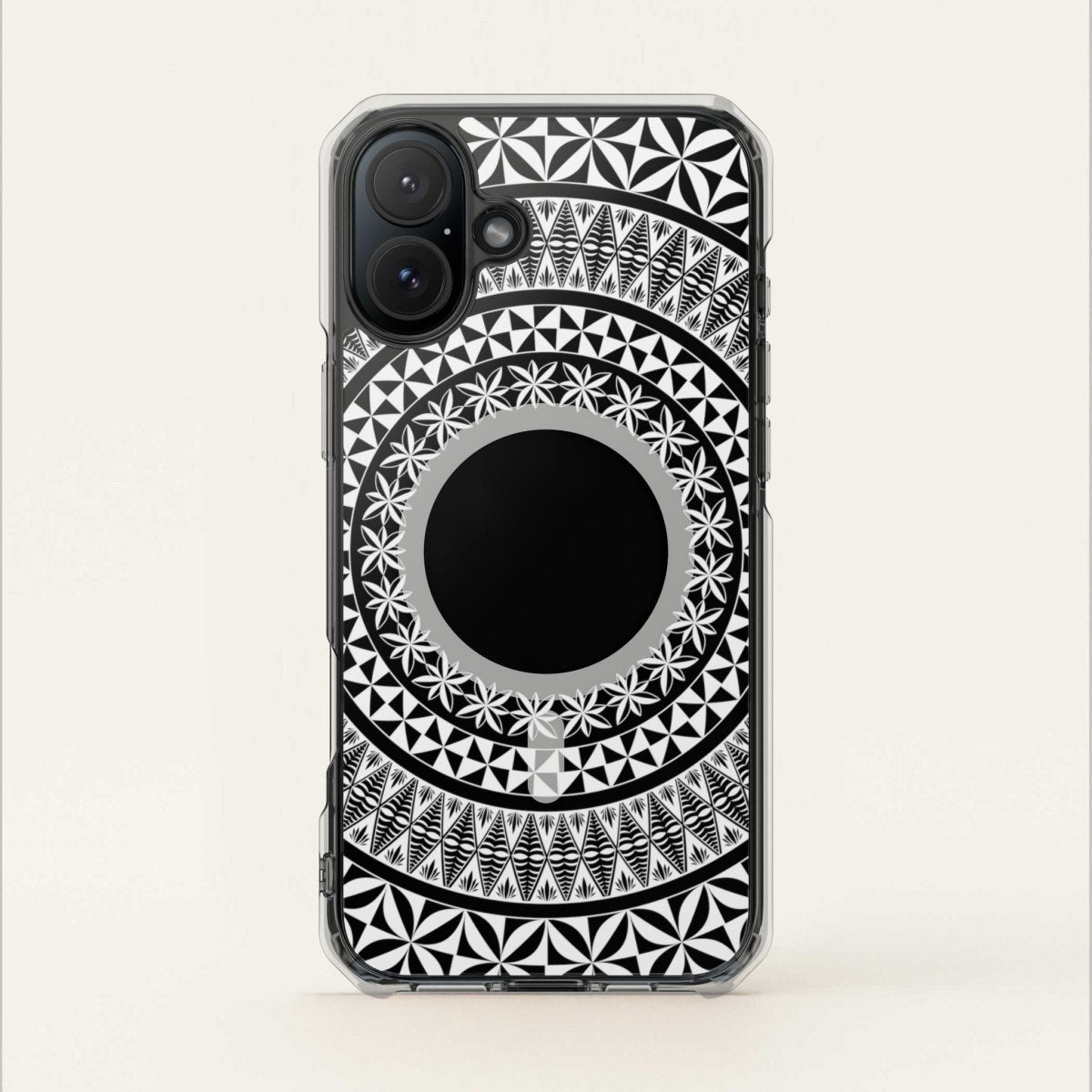 MagSafe clear case for iPhone 16, featuring Tongan design, transparent protective cover with MagSafe compatibility.