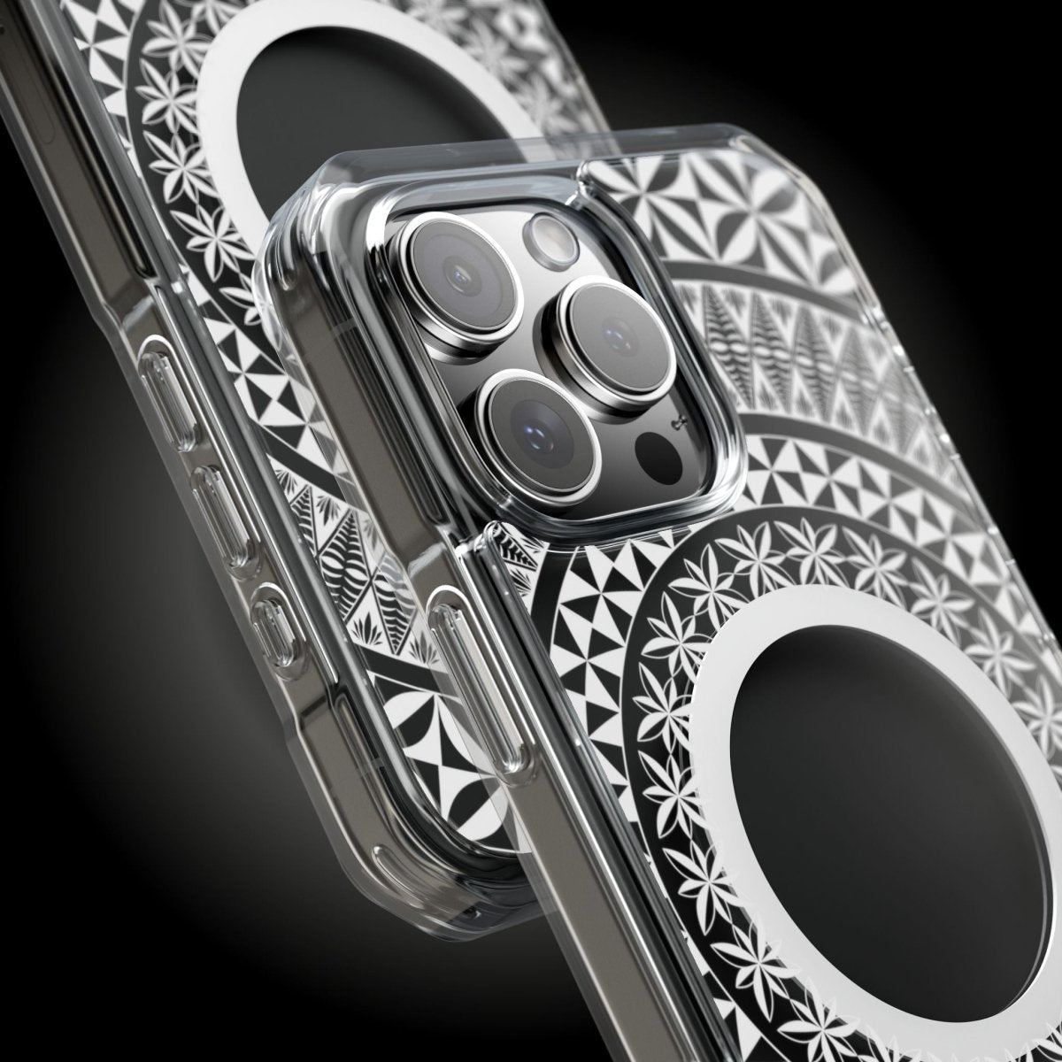 MagSafe clear case for iPhone 16, featuring Tongan design, transparent protective cover for AU/NZ/USA.