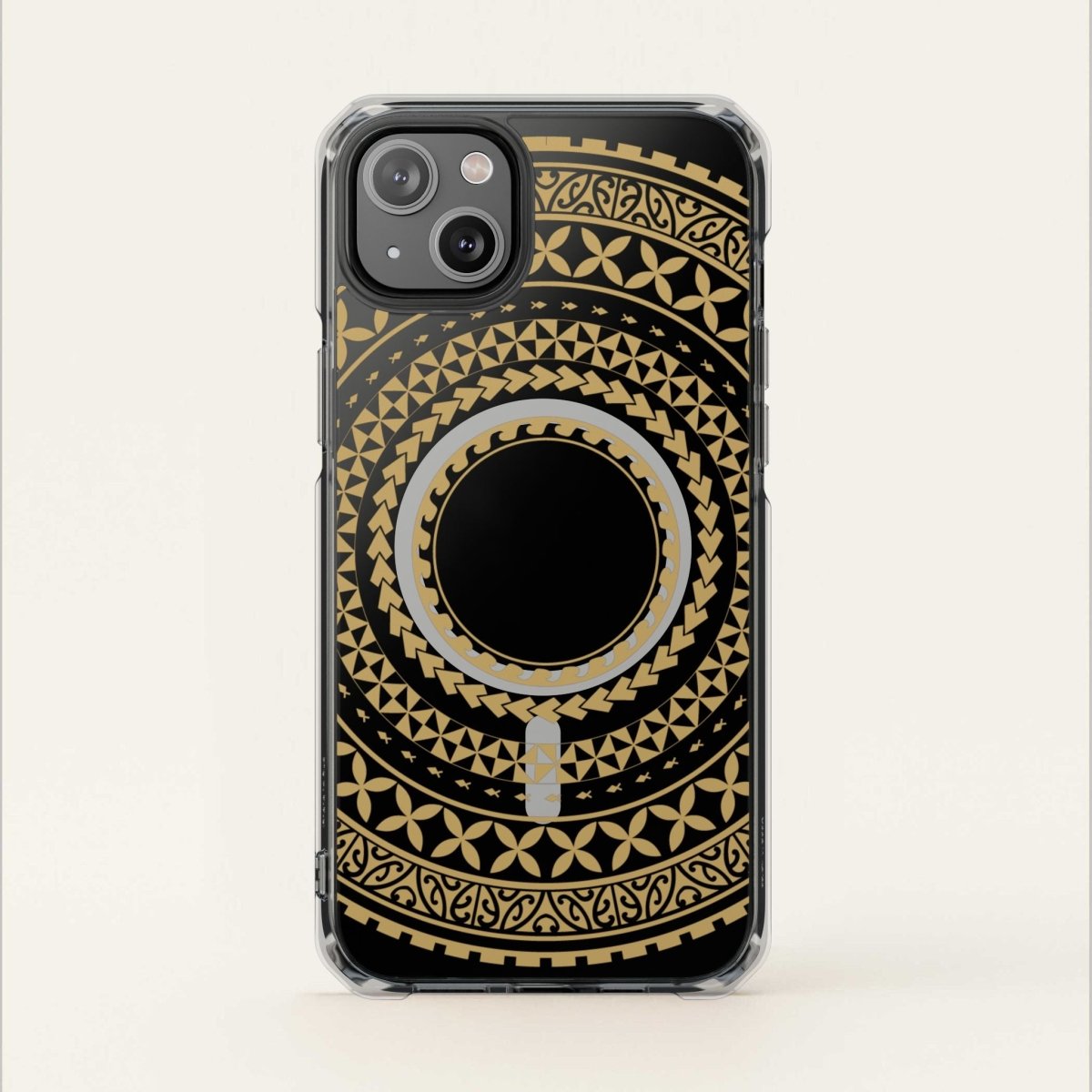 MagSafe clear case for iPhone 16 in United Gold, showcasing slim, transparent design with gold accents.
