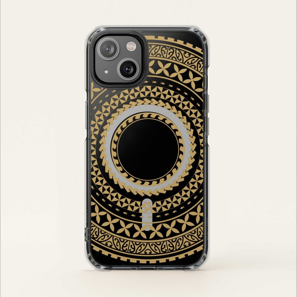 MagSafe clear case for iPhone 16 in United Gold, showing a transparent design with gold accents and MagSafe compatibility.