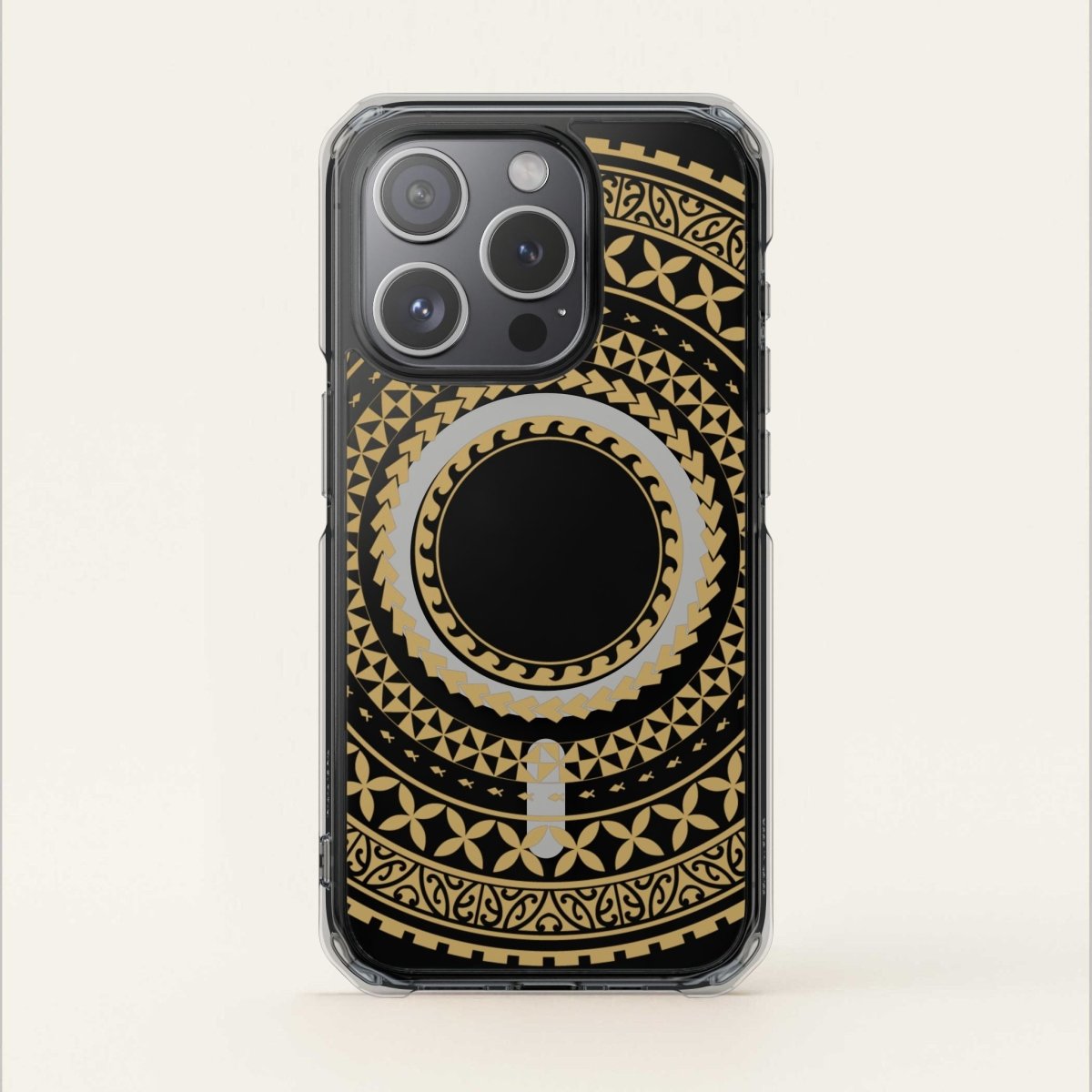 MagSafe clear case for iPhone 16 in United Gold, showcasing slim, transparent design with gold accents.