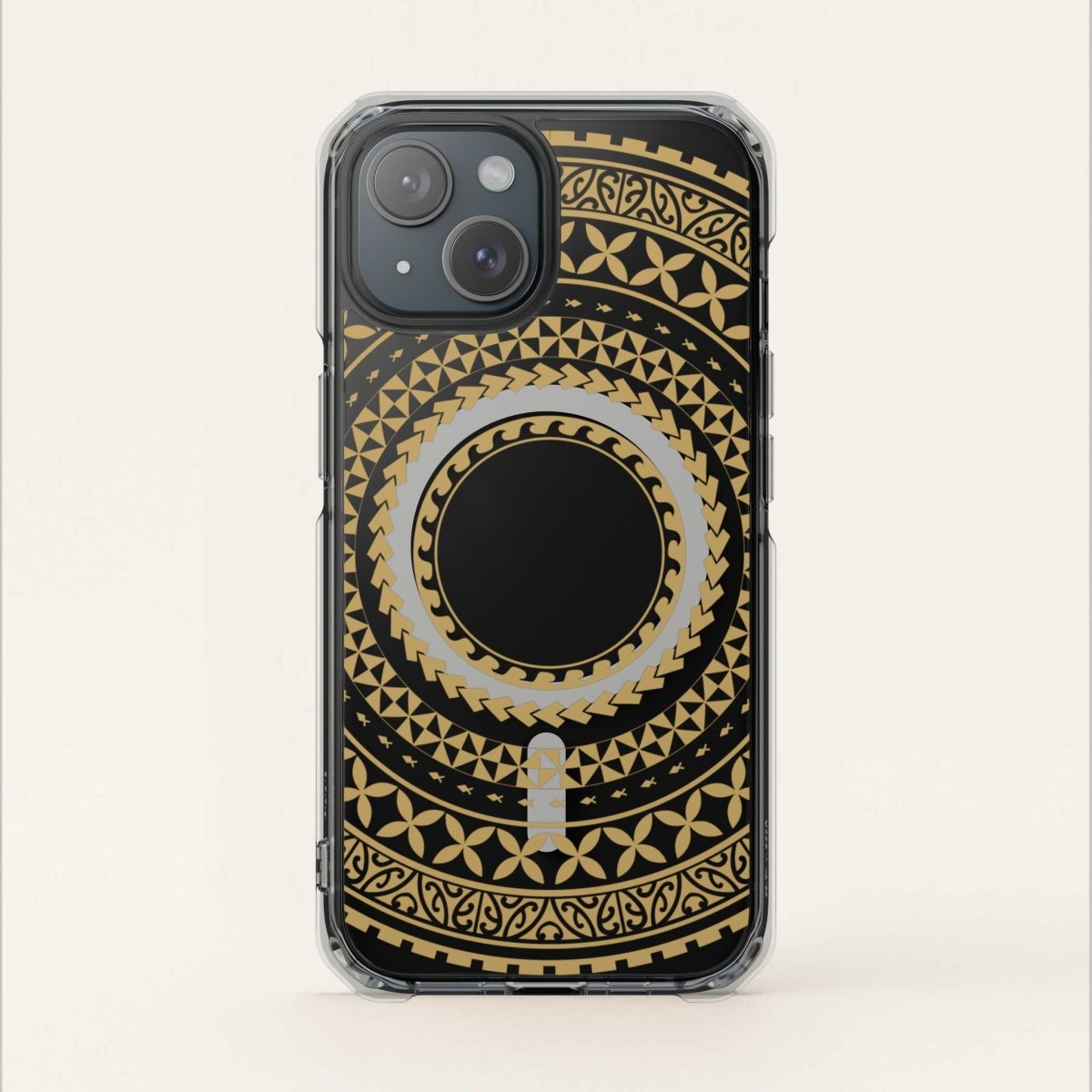 MagSafe clear case for iPhone 16 in United Gold, showing the transparent design and gold accents.