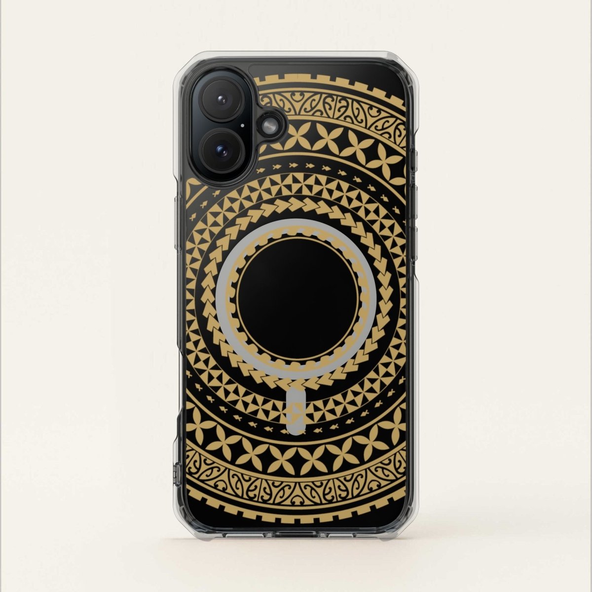 MagSafe clear case for iPhone 16 in United Gold, showcasing transparent design and MagSafe compatibility.