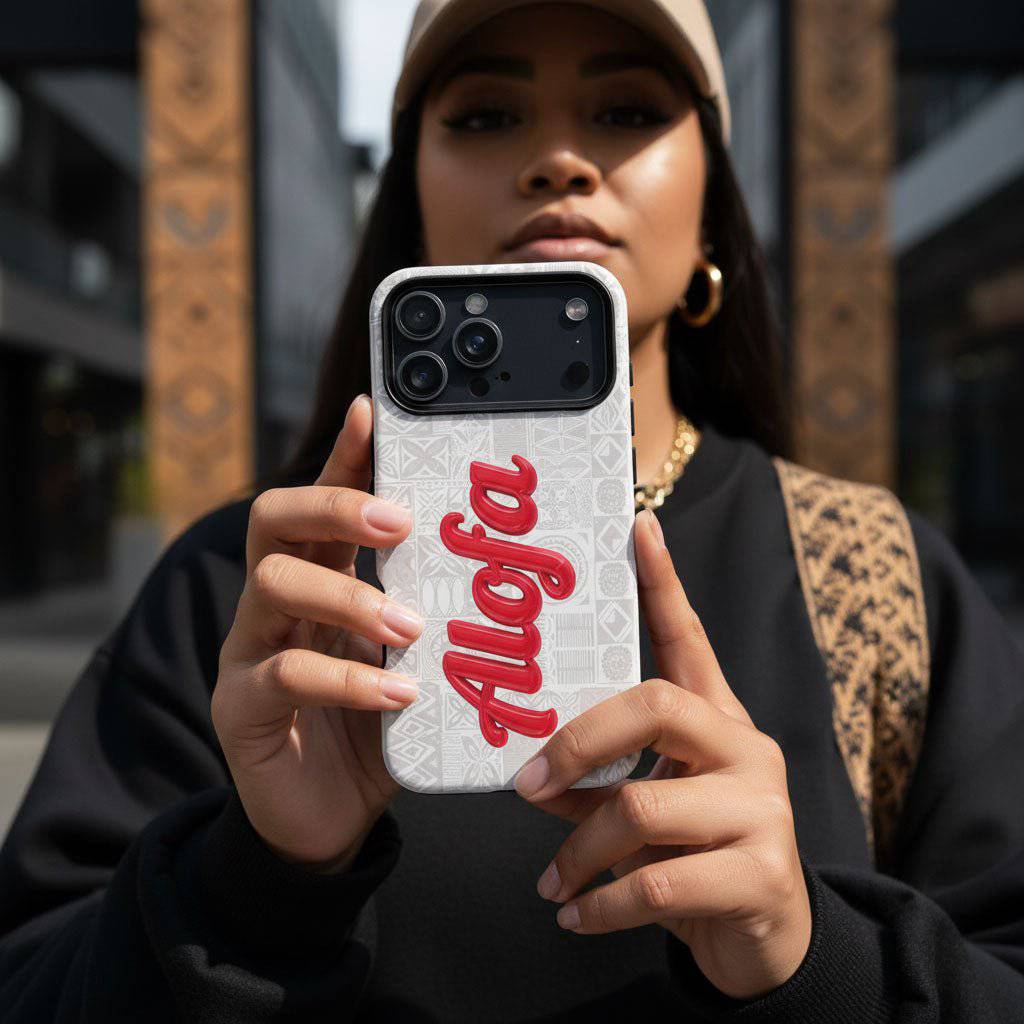 WOYC Alofa tough phone case with Koko Samoa design, rugged protection for smartphones in AU, NZ, and USA.
