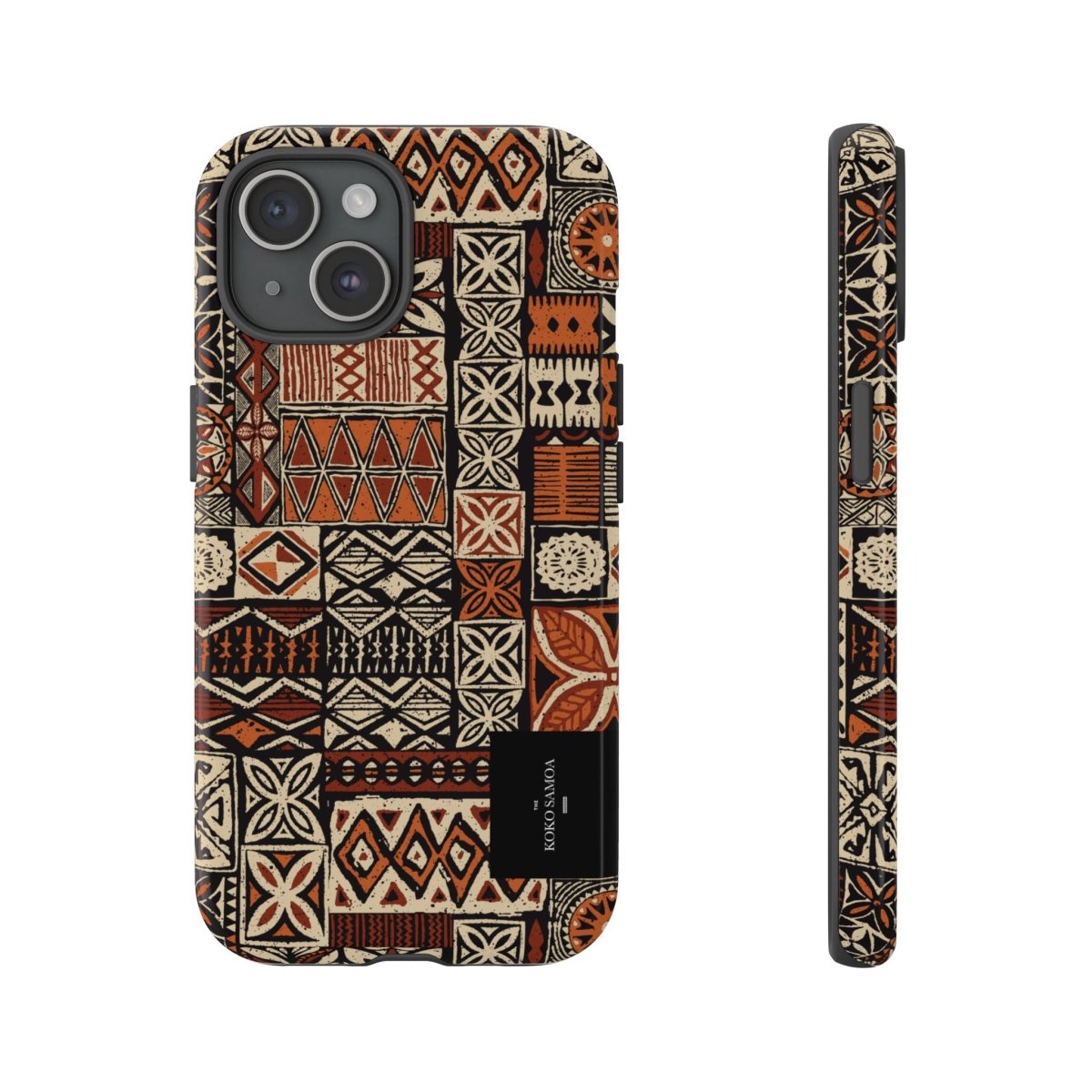 WOYC Tough Phone Case Elei in Koko Samoa design, durable protective cover for smartphones, suited for AU, NZ, and USA.